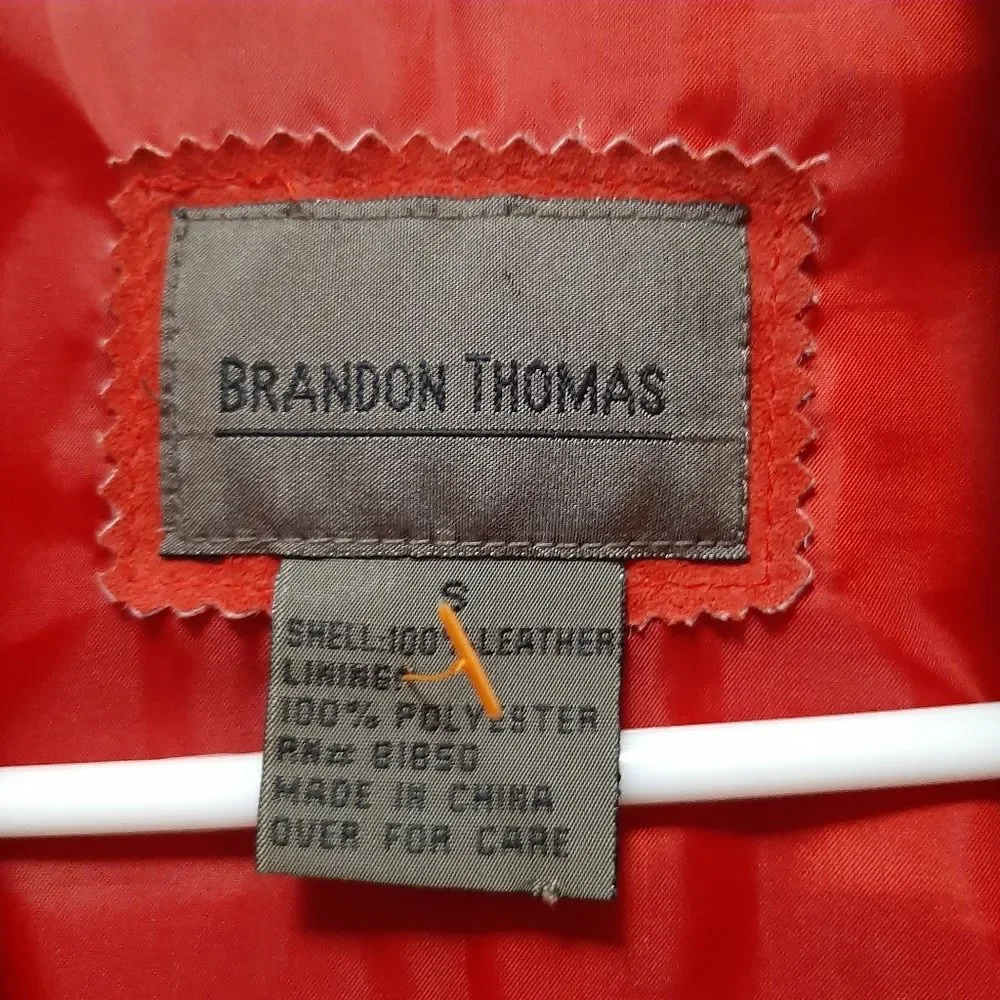 Brandon Thomas Cottagecore Red Orange Suede Novelty Floral Leather Jacket Small - Picture 3 of 13